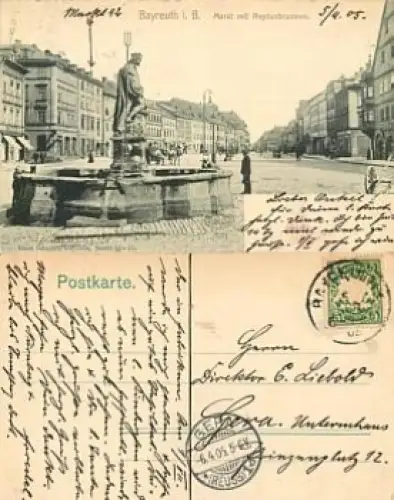 Bayreuth Markt mit Neptunbrunnen o 5.4.1905