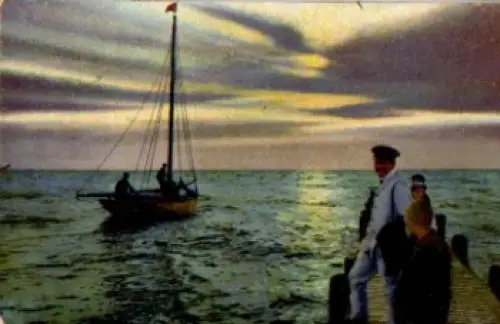 26548 Norderney Abendstimmung an der Segelbuhne o 15.07.1911