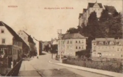 01683 Nossen Muldenbrücke mit Schloss o .1920