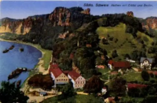 01824 Rathen Elbtal und Bastei *ca. 1910