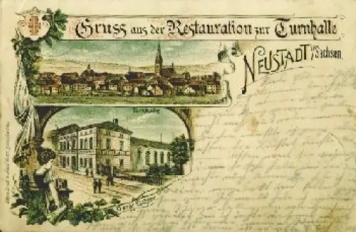 01844 Neustadt Sachsen Restauration zur Turnhalle Litho  o 2.11.1903