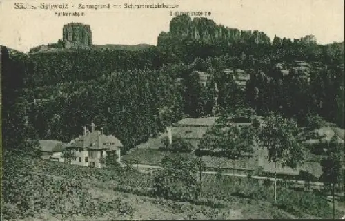 01814 Zahnsgrund mit Schrammsteinbaude Sächsische Schweiz gebraucht 1916