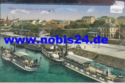 01594 Riesa Elbe Landungsplatz der Dampfschiffe gebr. ca. 1920