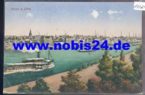 01591 Riesa mit Elbdampfern  o 9.9.1918
