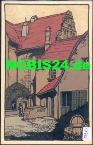 01662 Alt-Meißen Burglehn Künstlerkarte Steindruck Litho *ca. 1920