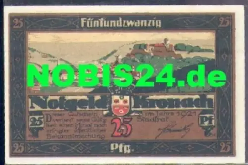 96317 Kronach, Städtenotgeld Wert 25 Pfennige, 1921