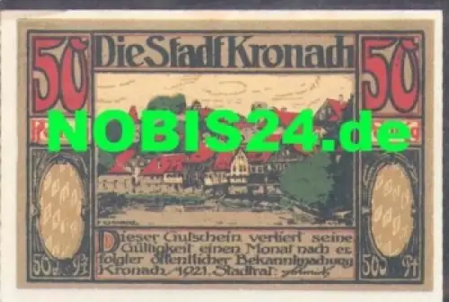 96317 Kronach Städtenotgeld Wert 50 Pfennige 1921