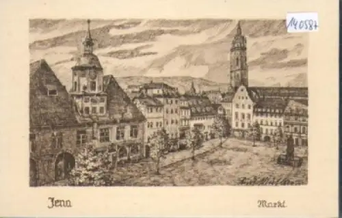 07749 Jena Markt Künstlerkarte Rudi Müller * 25.8.1922