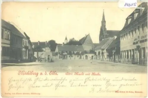 04931 Mühlberg Allst. Markt mit Kirche o 18.10.1900