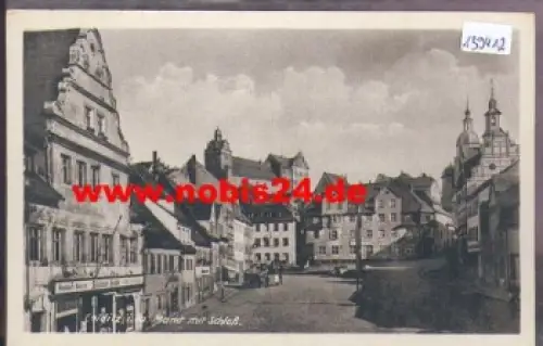 04680 Colditz Markt mit Schloss o 2.8.1954