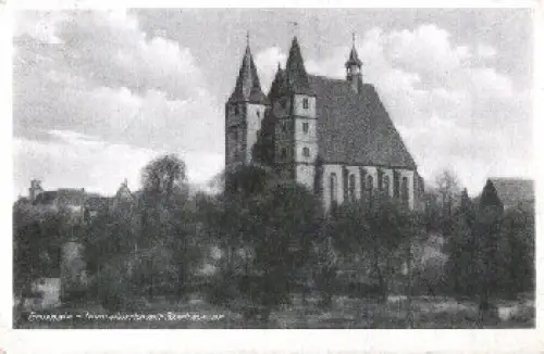 04643 Geithain Nikolaikirche mit Stadtmauer o 13.8.1951