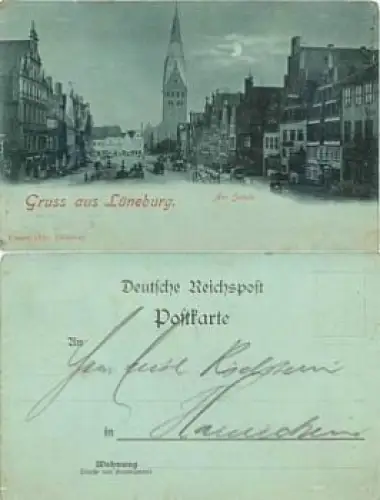 21335 Lüneburg Am Sande Mondscheinkarte gebr. ca.1900