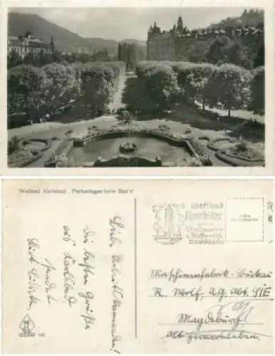 Karlsbad Parkanlagen beim Bad V o um 1940