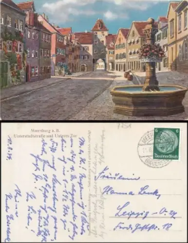 88709 Meersburg Bodensee Unterstadtstrasse Künstlerkarte o 11.8.1934