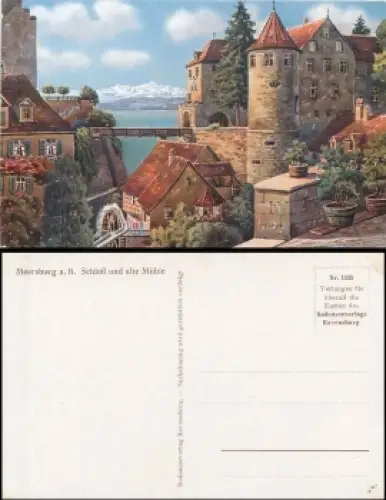 88709 Meersburg Bodensee Schloss und alte Mühle Künstlerkarte *ca. 1930