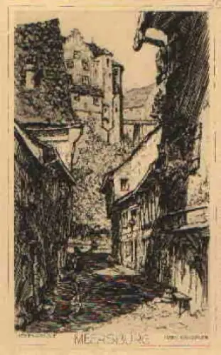 88709 Meersburg Bodensee Hexengässle Künstlerkarte Hans Käsbauer * ca. 1930