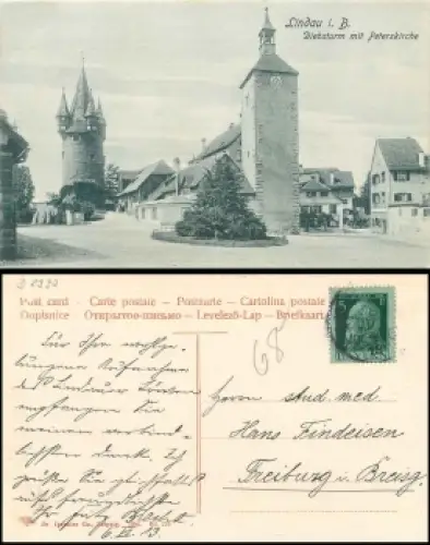 88131 Lindau Bodensee Diebsturm mit Peterskirche o 6.7.1913