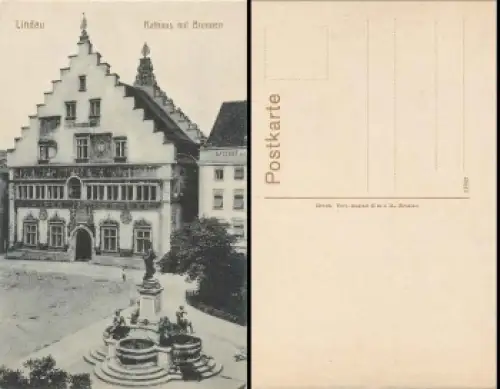 88131 Lindau im Bodensee Rathaus mit Brunnen, * ca. 1915