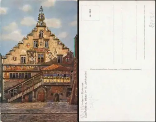 88131 Lindau Bodensee Das Rathaus Künstlerkarte Marschall, * ca. 1930