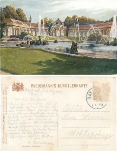 Bayreuth Eremitage Wiedemanns Künstlerkarte o 17.8.1919