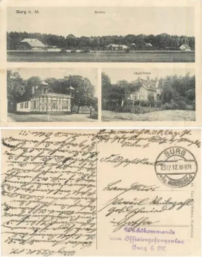 39288 Burg bei Magdeburg Jägerhaus Feldpost Wachkommando beim Offiziergefangenenlager o 23.12.1917