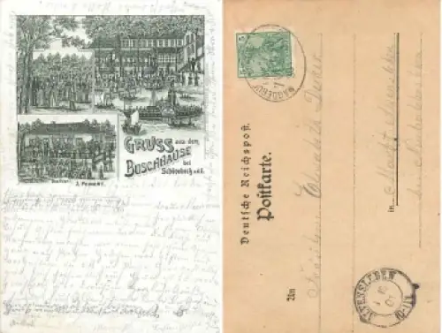 39218 Schönebeck Buschhaus Litho Bahnpost Zug 440 Magdeburg-Cöthen  1.10.1901