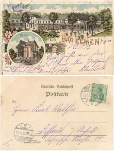 39218 Schönebeck Bad Elmen Voigts Hotel Litho o 22.10.1903