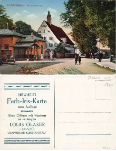 Göppingen Am Sauerbrunnen Rückseitig Werbeaufdruck Louis Glaser Leipzig * ca. 1920