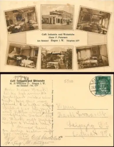 Siegen Westfalen Cafe Industrie und Weinstube Am Bahnhof o 28.10.1928