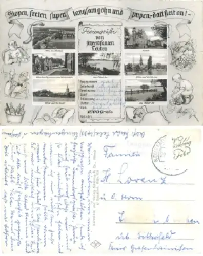 24306 Plön AK mit Nachttopf Landpoststempel 2431 Langenhagen o ca. 1950