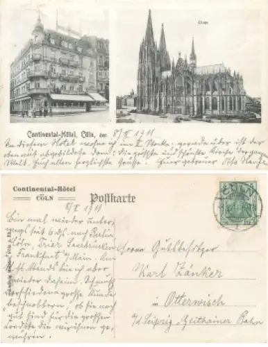 Köln Continental-Hotel Dom o 8.2.1911