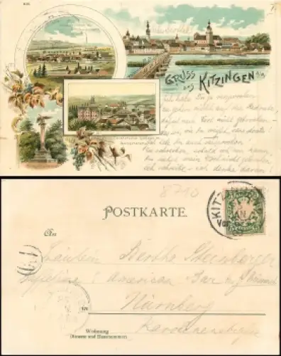97318 Kitzingen Gruss aus Lithokarte o 25.1.1900