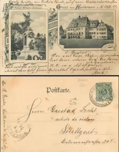 Heilbronn Kaiser Wilhelm Denkmal Rathaus o 13.3.1901