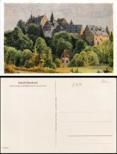 36341 Lauterbach Hessen Schloss Eisenbach Künstlerkarte Lindegreen *1920