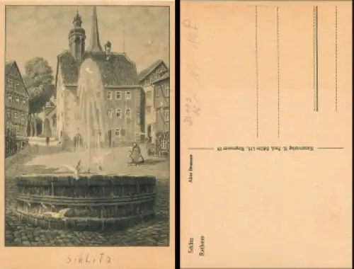 36110 Schlitz Alter Brunnen Rathaus*ca.1920