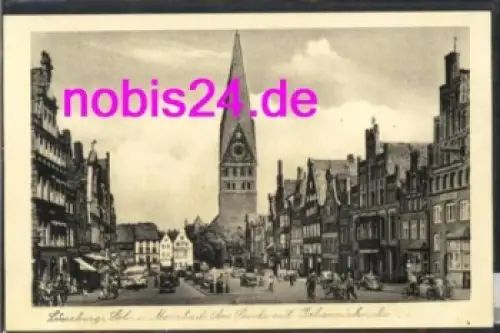 21337 Lüneburg Markt mit Johanniskirche *ca.1950