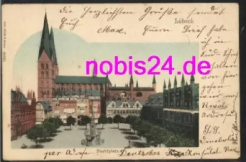 Lübeck Marktplatz mit Kirche o 17 2.1906