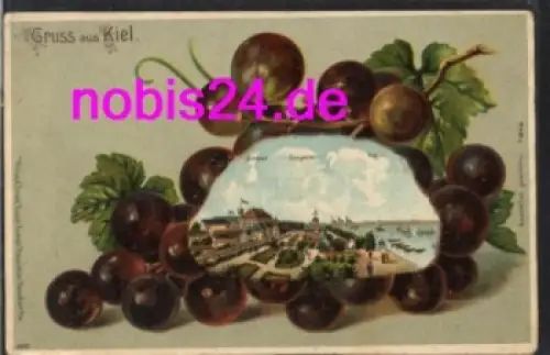 Kiel Litho Wein Prägekarte *ca.1900