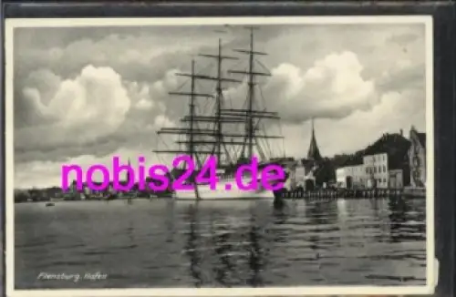 Flensburg Hafen mit Segelschiff o 24.6.1937