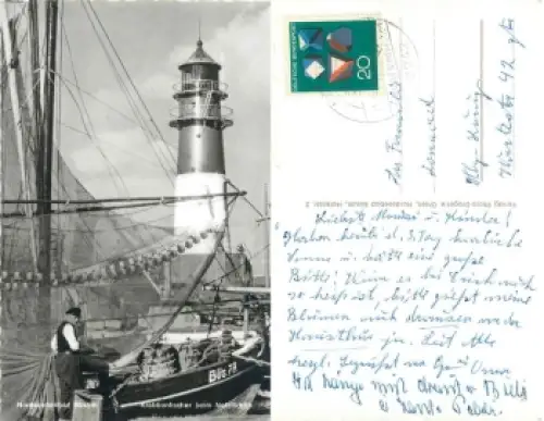 25761 Büsum Leuchtturm mit Krabbenfischer  o 31.6.1968
