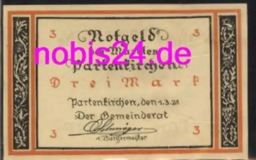 82467 Partenkirchen Notgeld 3 Mark um 1920