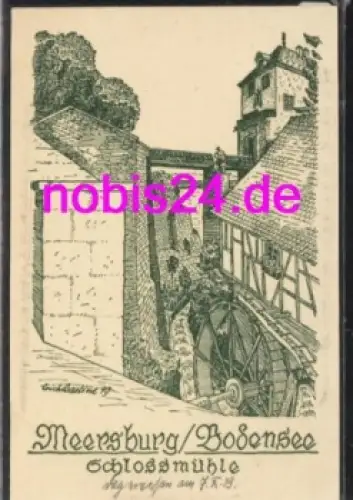 88709 Meersburg Schlossmühle Künstlerkarte Marschall * ca.1930