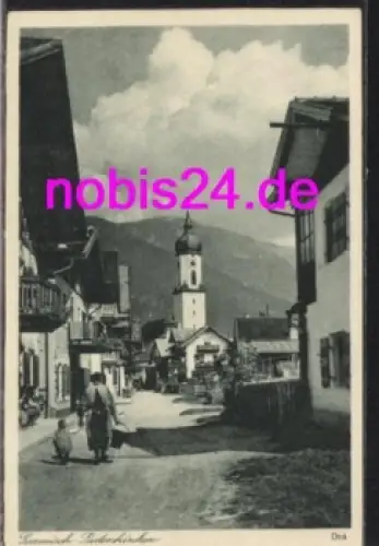 82467 Garmisch Partenkirchen mit Kirche  ca.1955