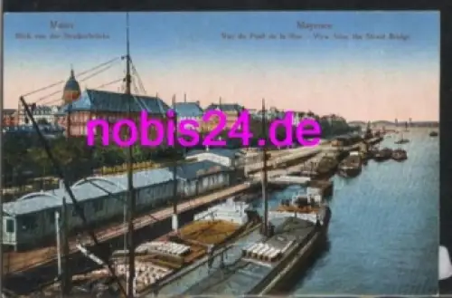 Mainz Hafenansicht Schiffe *ca.1925
