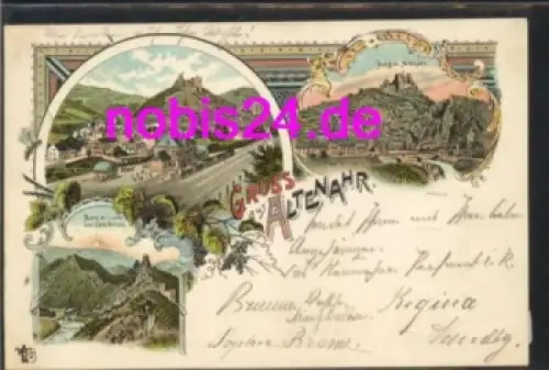 53502 Altenahr Litho Bahnhof Burgen Ansichtskarte o 24.6.1897