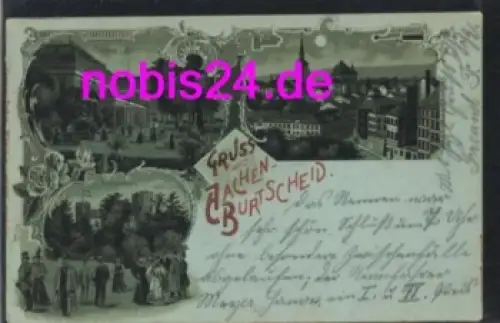 Aachen Burtscheid Mondschein Litho o 1900