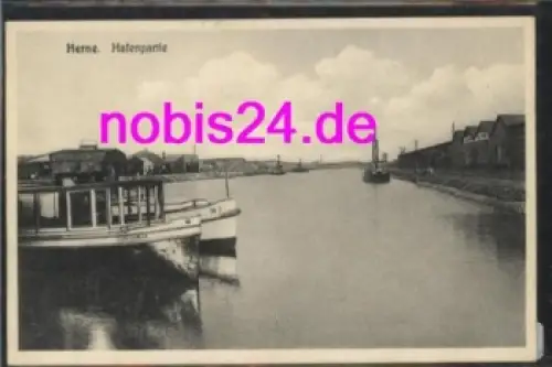 44600 Herne Hafenpartie Schiffe  *ca.1930