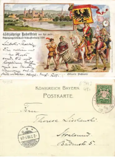 Aschaffenburg, 450 Jahre Schützengesellschaft Farblitho o 2.7.1898