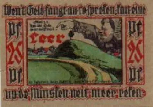 26789 Leer, Städtenotgeld, Wert 25 Pfennige, Plytenberg, 1921