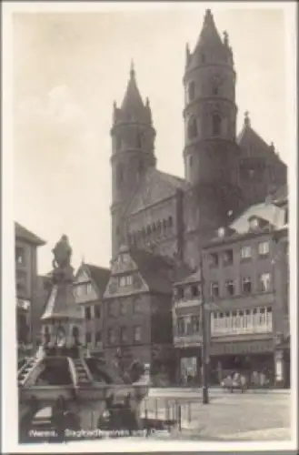 Worms Siegfriedbrunnen und Dom * ca. 1940